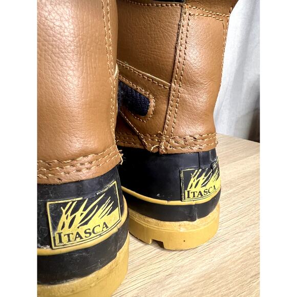 Itasca Men's Brown Leather Steel Shank Thermalite Rain Duck Boots - Picture 4 of 13